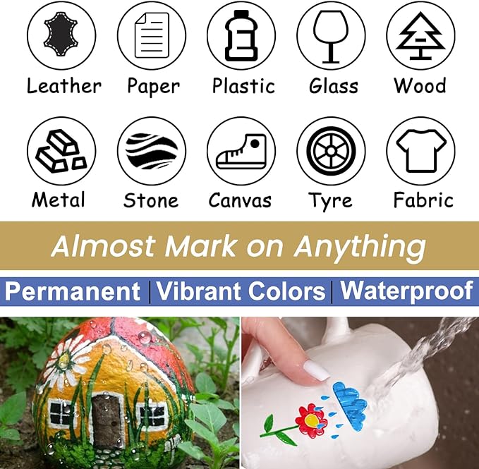 Overseas 12 Pack White Acrylic Paint Pens Permanent Markers, Medium Tip | - Image 6