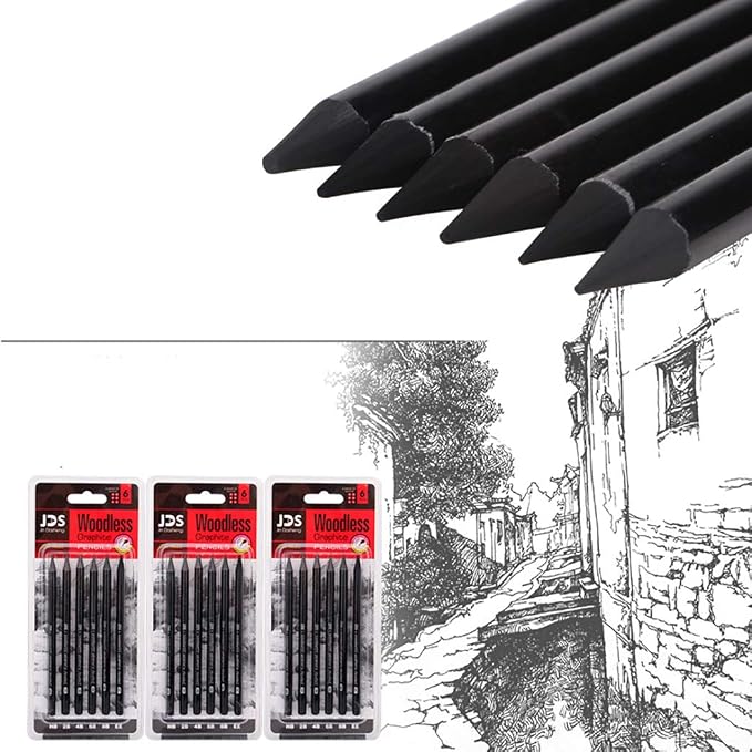 YYMIYU Full Graphite Pencils set 6 Piece.HB/2B/4B/6B/8B/EE - Image 3