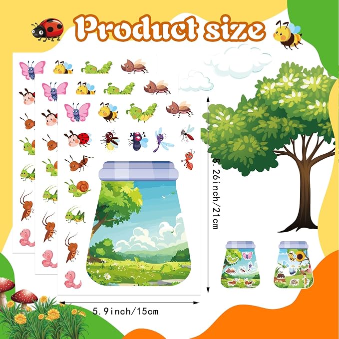 24 Sheets Insect & Bugs Jar Scene Stickers, Make Your Own Bug Jar Sticker - Image 4