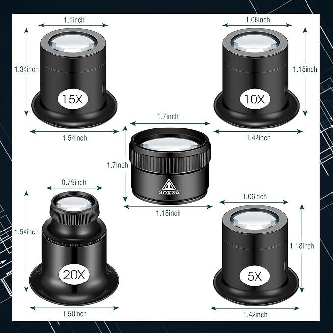 5 Pcs Jewelers Loupe Portable Monocular Magnifying Glass - Image 2