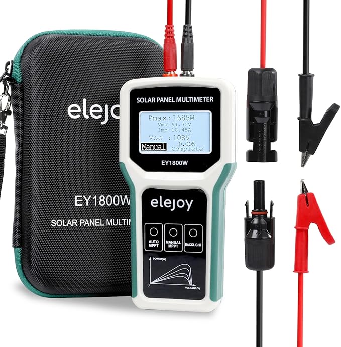 1800W Solar Panel Tester MPPT Photovoltaic Multimeter & Watt Meter Smart Portable Tool for Solar PV Panel Data & Troubleshoot Measures Power Output, Performance, and Open Circuit Voltage