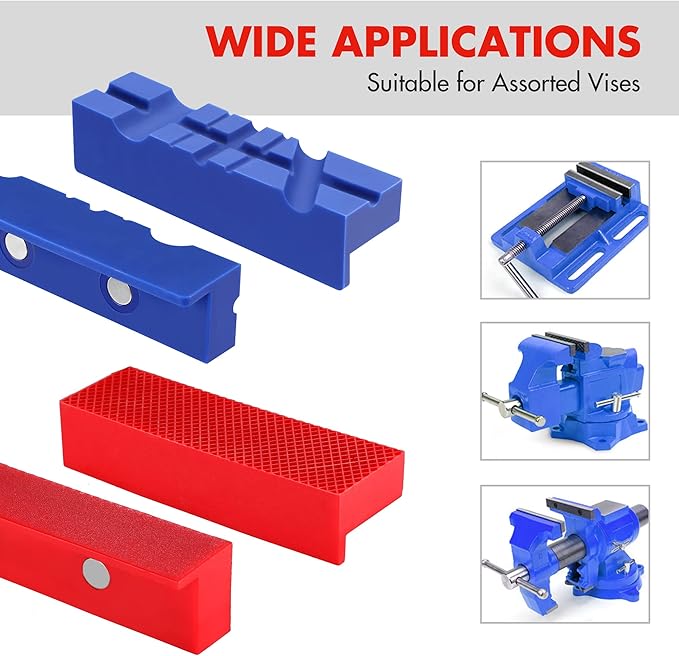 WORKPRO 2-Pair 4-1/2" Vise Jaw Pads, Magnetic TPU Vise Jaw Protective Covers, 1 Multi-Groove Jaw Pads Set and 1 Standard Waffle Surface Jaw Pads Set