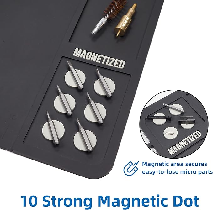 Gun Cleaning Mat, Premium Magnetic Pad With Organizer Parts Tray, Anti-Slip Rubberized Pistol Mat, Protective Workbench Mat for Gun Cleaning (16.5"x 10.43")