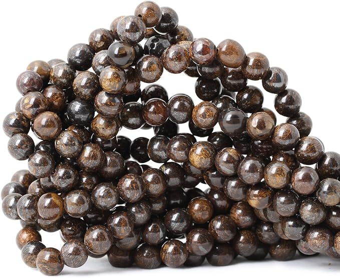 45PCS 8mm Natural Bronzite Gemstone Round Loose Beads by CHEAVIAN