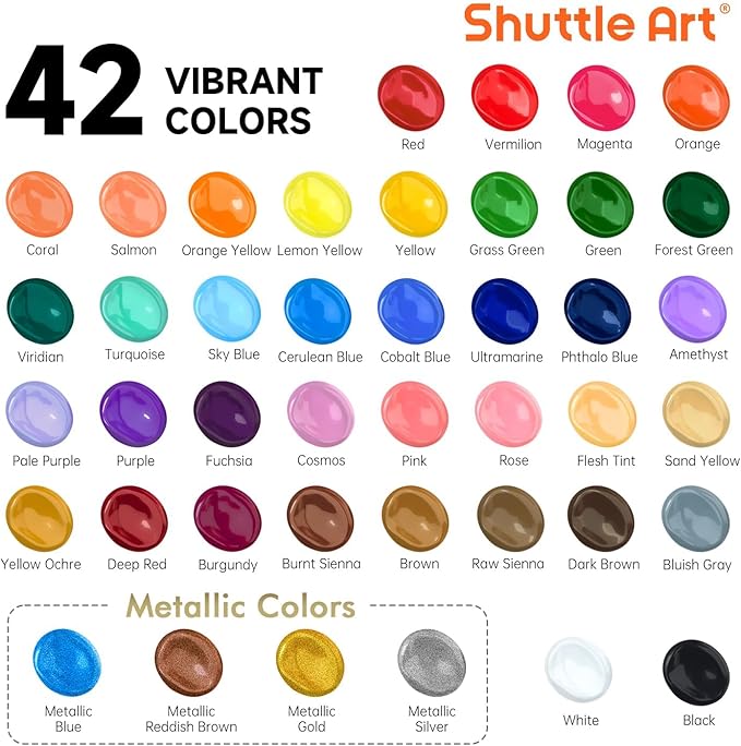 Shuttle Art Acrylic Paint, 42 Colors Acrylic Paint Set - Image 3