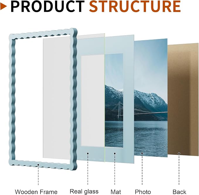 11x14 Wavy Picture Frame With Mat - Image 2