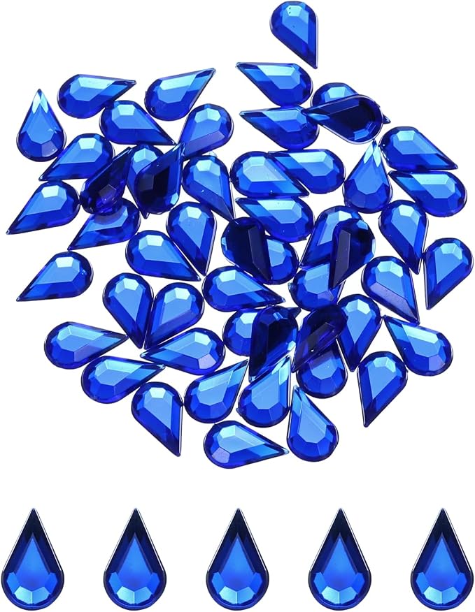 MECCANIXITY 50PCS Flat Back Acrylic Teardrop Gems 6x10mm Artificial Rhinestones by MECCANIXITY