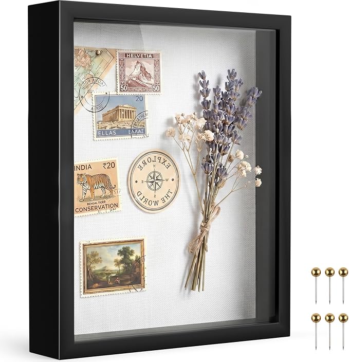 Black 8×10 Shadow Box Display Frame, Premium Linen Backboard and Included by Unknown