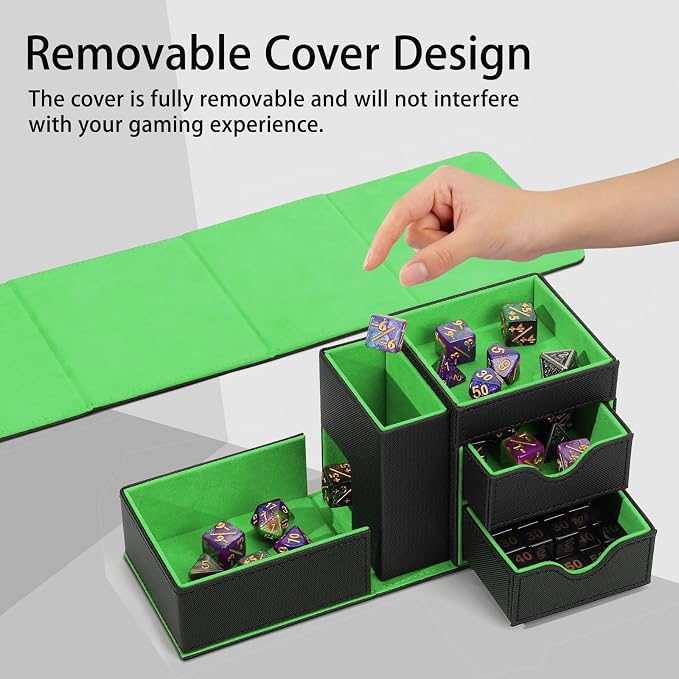 Dice Tray & Dice Tower Storage Box, 3 in 1 Dice Holder Case, Leather Magnetic - Image 4