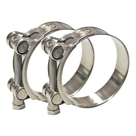 AKIHISA 140-148mm ID Range T-Bolt Hose Clamp,2 Pack 304 Stainless Steel Heavy Duty Pipe Clamps 5.51 to 5.83 Inch