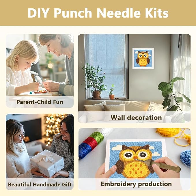 Doodlream Owl Bird DIY Punch Needle Embroidery Kit - Image 4