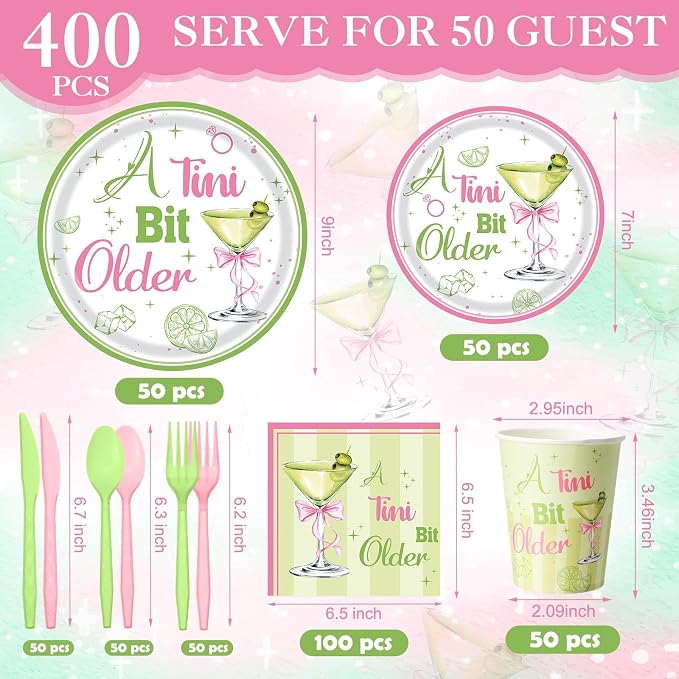 Pickmesh 400 Pcs A Tini Bit Older Birthday Party Plates and Napkin Decoration - Image 2