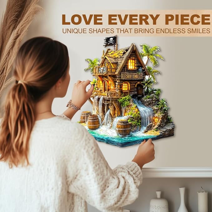 Wooden Puzzles for Adults, Pirate Cabin Wooden Puzzles 80 Pieces, Unique Animal - Image 2