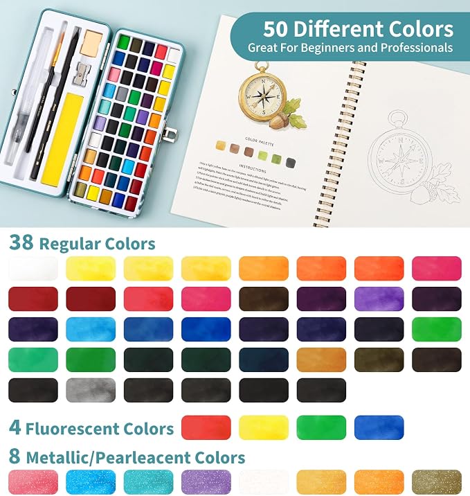 Watercolor Workbook, Water Coloring Book, 12 Different Patterns of Original DIY - Image 6