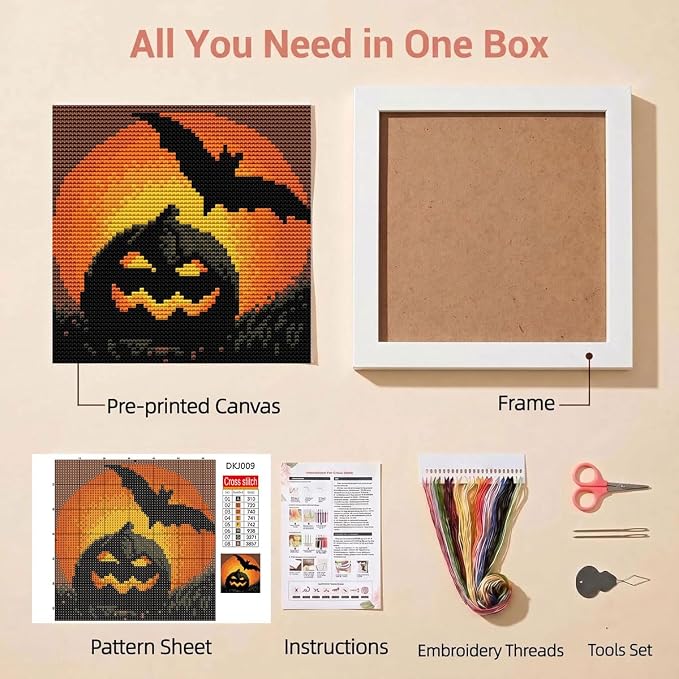 WUSARPLY Halloween Stamped Cross Stitch Kits - Image 2