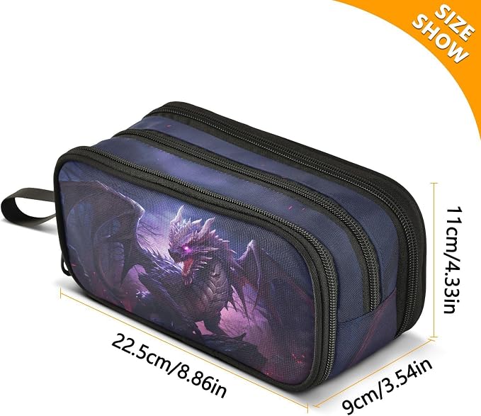 Dragon Purple Pencil Case Box Boys Girls Large Pencil Pouch - Image 4