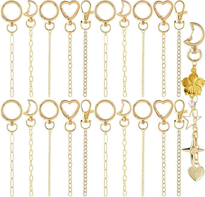 20pcs Gold Keychain Making Kit, Key Ring Swivel Snap Hook Chains, Alloy by Unknown