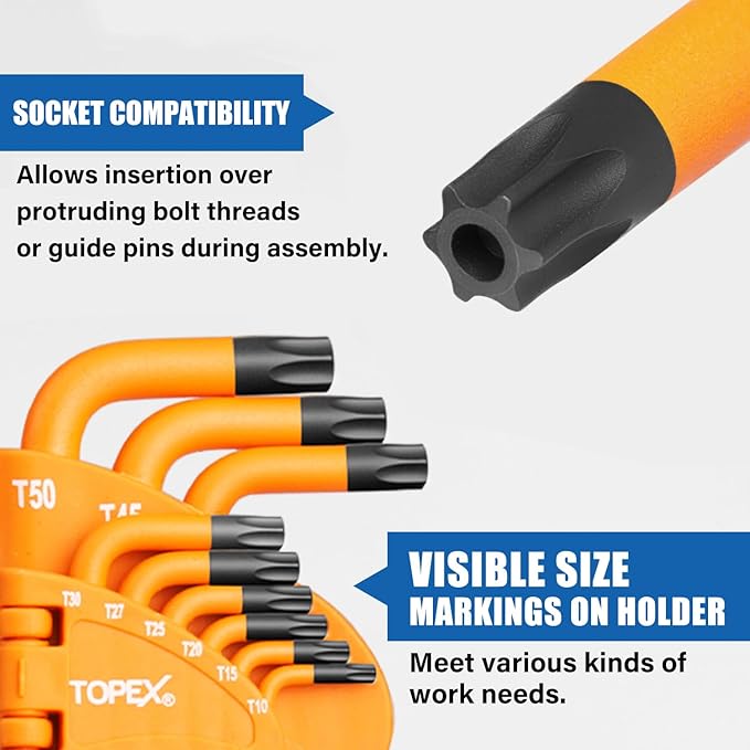 38Pcs Allen Key Set Multicolor Hex Key Allen Wrench Ball End Folding Hex Key Ball End Torx & Metric & Imperial Size for DIY Automotive Mechanic Home Use