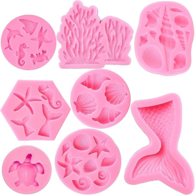 Mermaid Theme Cake Mold, Coral Silicone Mold Cupcake Toppers Mold by AMBESTEE