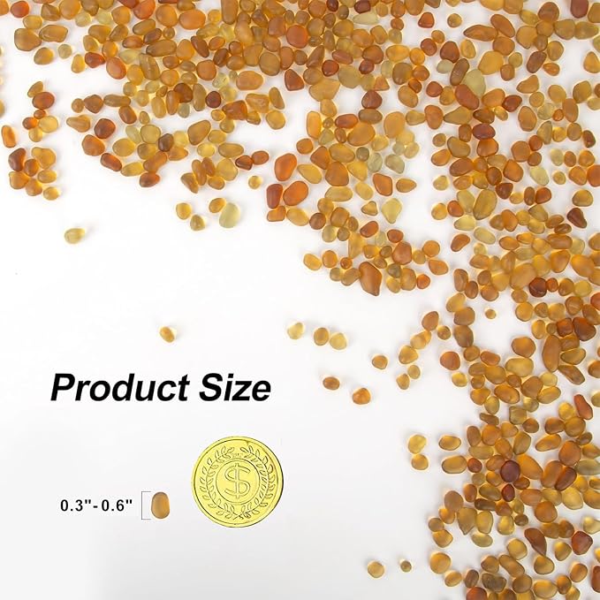 Sea Glass Stones for Crafts About 2.75LB Brownish Yellow Glass Pebbles - Image 2