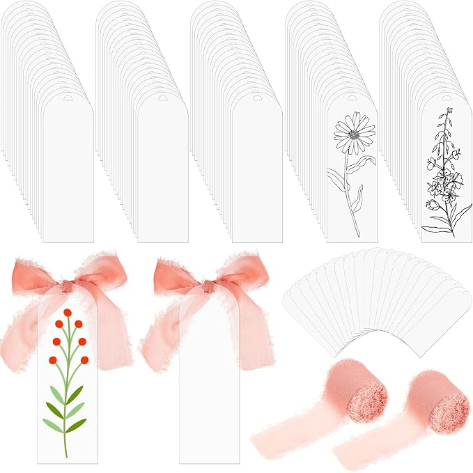 Yeaqee 100 Pcs Acrylic Bookmark Blanks Clear Bookmarks Acrylic Tags by Yeaqee