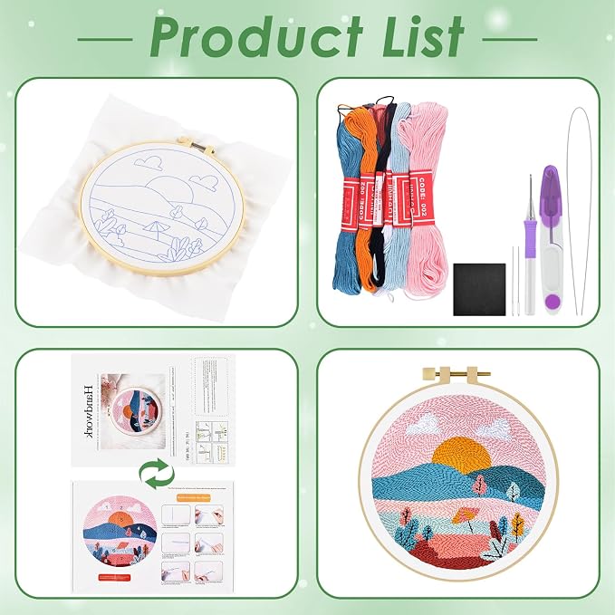 ERKOON Punch Needle Kit Adults Beginners, DIY Easy Landscapes Embroidery Set - Image 2