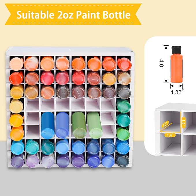 Krafetto 64 Grids Craft Paint Storage Organizer, Wall-mountable Paints Holder - Image 3