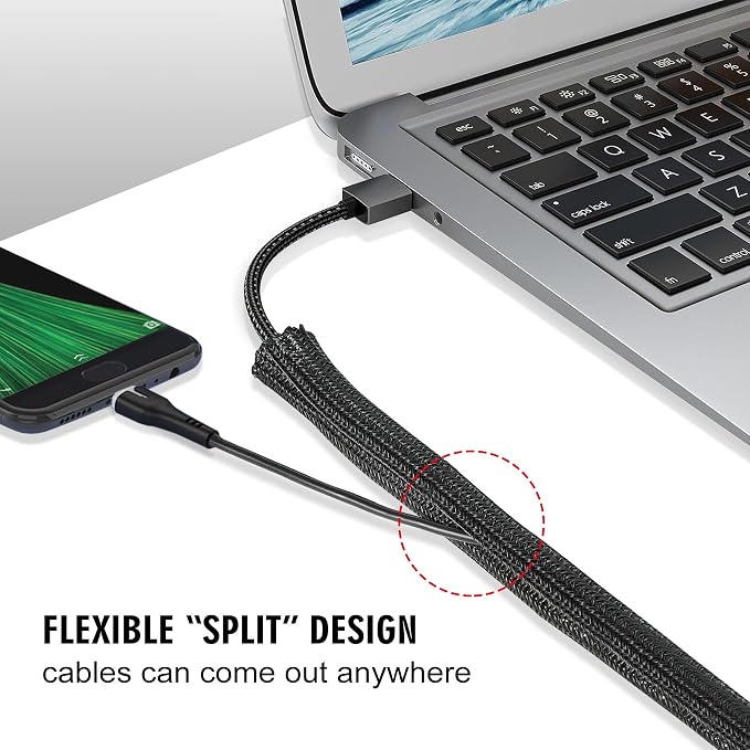 25ft - 1/2 inch Cord Protector Cable Sleeve Split Wire Loom Tubing - Image 3