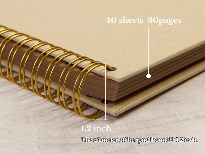 potricher 8 x 8 Inch DIY Scrapbook Photo Album 80 Pages Thick Kraft Blank - Image 4
