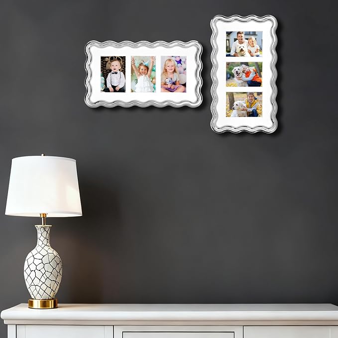 3-2x3'' Silver Heavy-Duty Zinc Alloy Picture Frames, Wave Design Silver Picture - Image 4