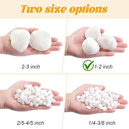 10 lb Natural Polished White Pebbles, 1-2 Inch Decorative White Rocks - Image 6