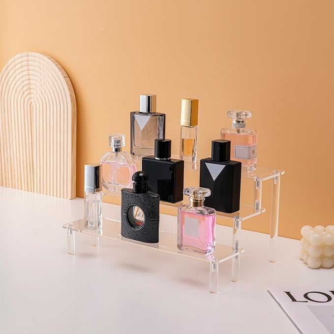 Acrylic Display Stand Risers, 3 Tier Perfume Stand Organizer, Large Shelf Risers - Image 7