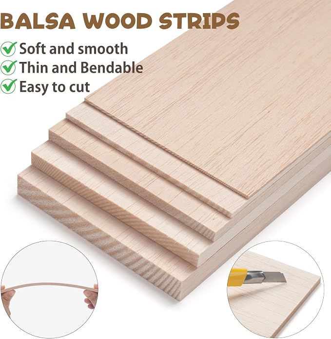 Balsa Wood Sheets in 5 Thickness, Unfinished Wooden Boards Lumber - Image 4