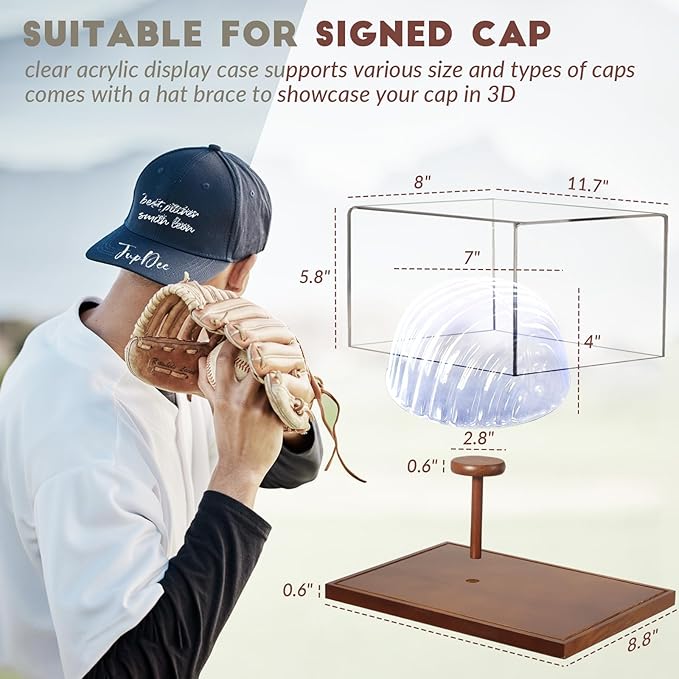 JupDec Hat Display Case, UV Protection Signed Hat Transparent Showcase - Image 6
