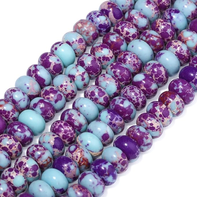 Songxi 5x8mm Natural Blue Purple Emperor Stone Rondelle Beads, Gemstone - Image 3