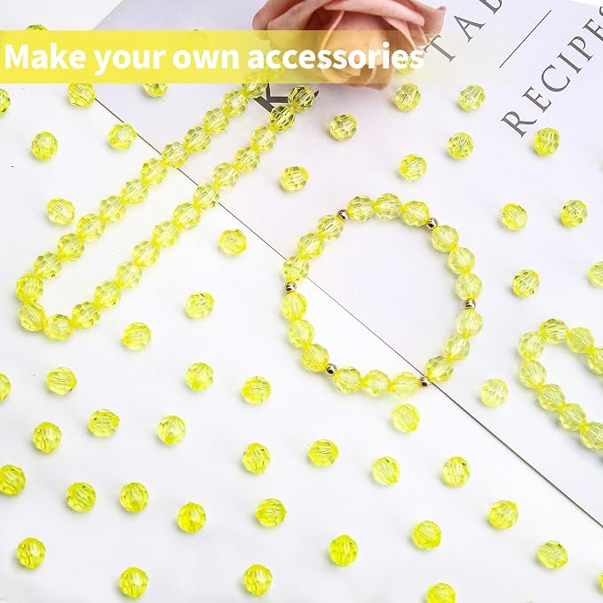 BONNY BOXX 500pcs 8mm Acrylic Faceted Round Crystal Beads Transparent Citrine - Image 4