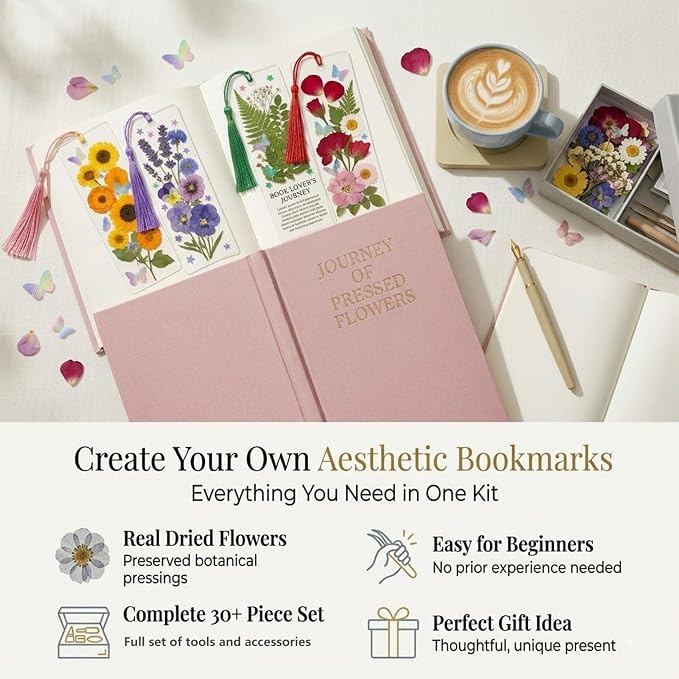Pressed Flower Bookmark Kit, Make Your Own Clear Dried Flower Bookmarks DIY - Image 3
