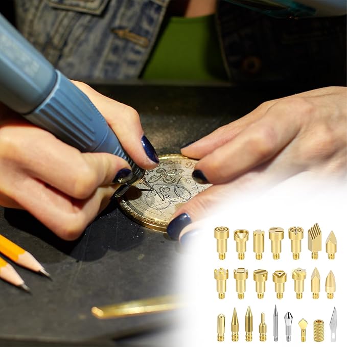 QWORK Pyrography Wood Burning Tips – 23Pcs Multifunctional Copper Crafting Set - Image 8