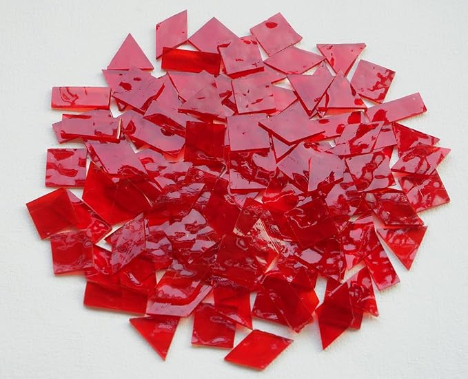 Transparent Textured Stained Glass Pieces, 200G Vibrant 4 Shapes Mosaic Tiles by Unknown
