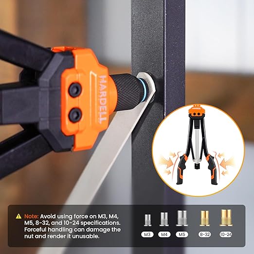 HARDELL Rivet Nut Tool, 16-Inch Auto Release Rivet Nut Rivnut Tool Kit with 13 Metric and SAE Mandrels, 186Pcs Nutsert Assortment Kit and Rugged Carrying Case