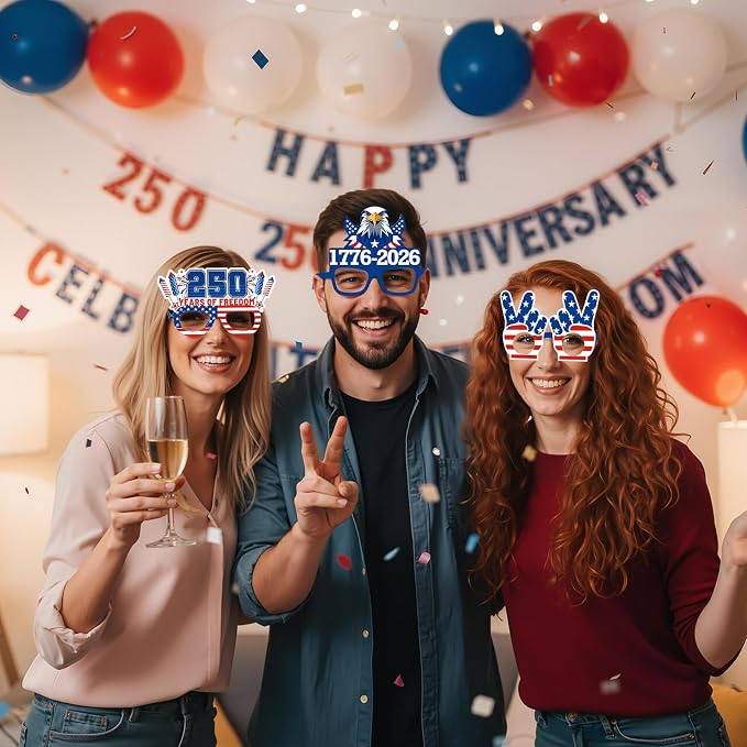 Pajean 48 Pcs USA Patriotic Party Decorations Eyeglasses 250th Anniversary - Image 5