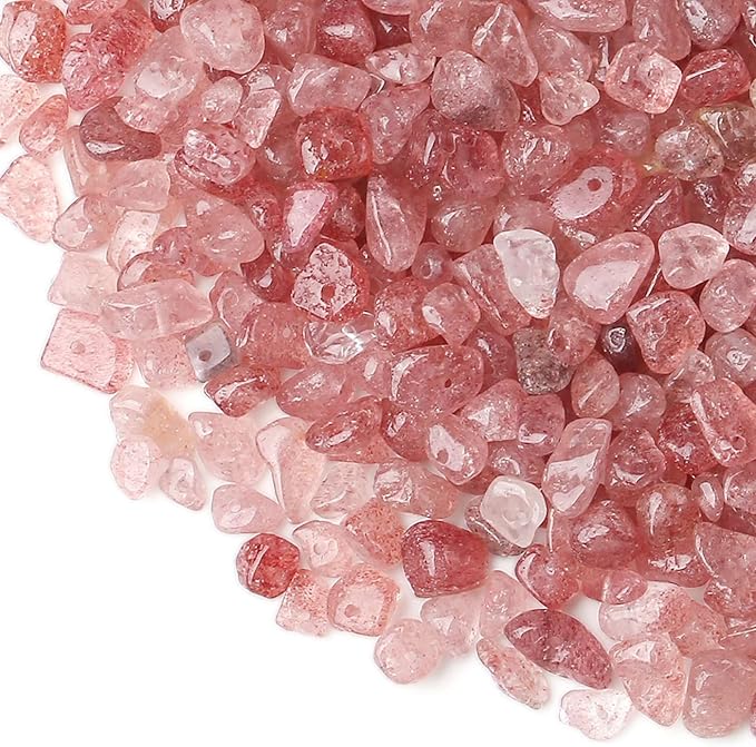 LAIDANLA Strawberry Quartz 400pcs Natural Chip Stone Beads 5-8mm Healing - Image 2