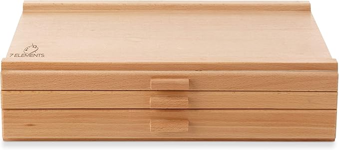 7 Elements 3 Drawer Wooden Artist Storage Supply Box - Image 6