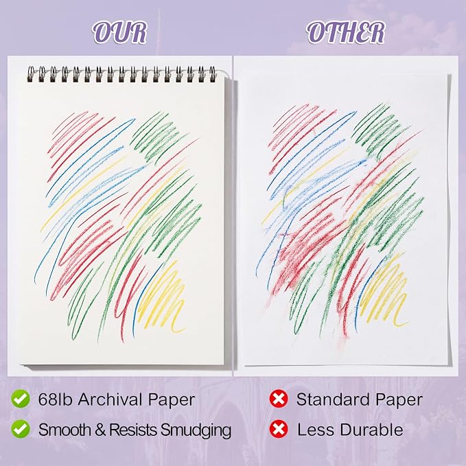 Prudiut Sketch Book 3 Pack, 8.5X11In Violet Spiral Bound Sketch Pad, 50 Sheets - Image 3