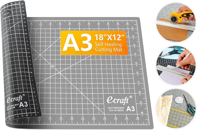 Ecraft Self Healing Cutting Mat 18x12 Inch A3, 5-Ply Double Sided Rotary by ecraft