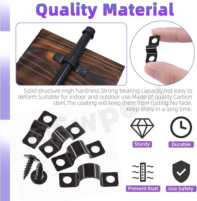 Swpeet 120Pcs 4 Sizes 5mm 8mm 10mm 12mm Two Hole U Bracket Clamp with Screws Assortment Kit, U-Clamps, Metal Pipe Clamps, Pipe Strap Clamps, Conduit, Tension Clips for Fixing Pipe or Cable