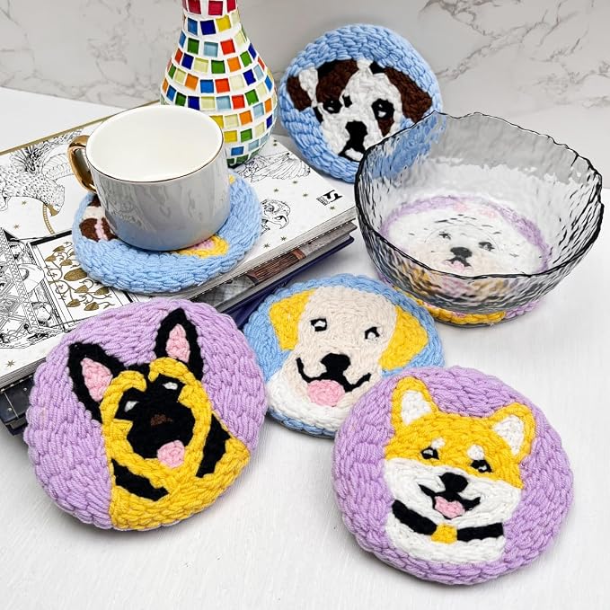Punch Needle Coaster Kit for Adults Beginners, Easy Punch Embroidery Starter Set - Image 9