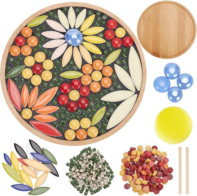 WEBEEDY DIY Mosaic Craft Kit Flower Mosaic Bamboo Coasters Kits by WEBEEDY