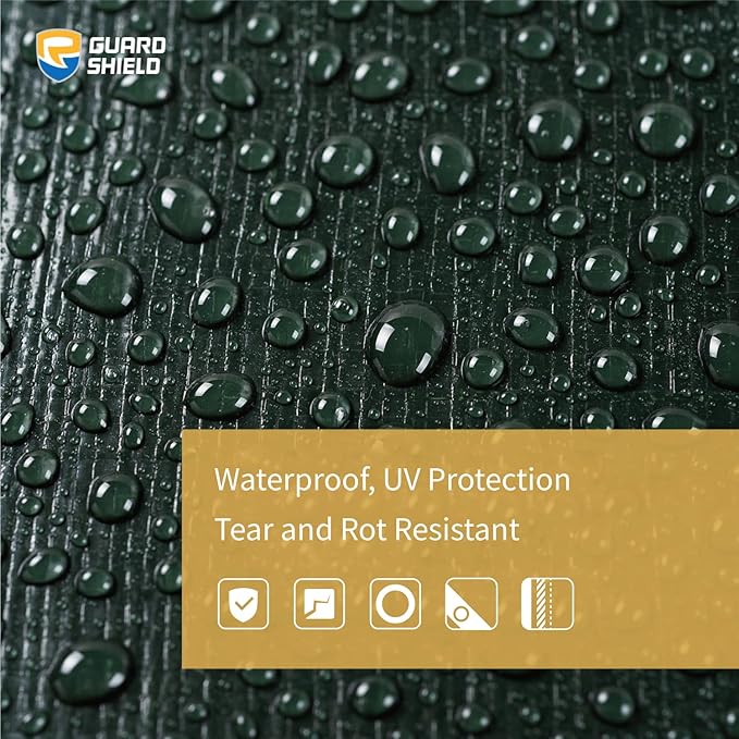 GUARD SHIELD Super Heavy Duty Green/Silver Poly Tarp Cover 12x20 Feet Waterproof 16mil Thick UV and Tear Resistant Tarpaulin with Grommets and Reinforced Edges