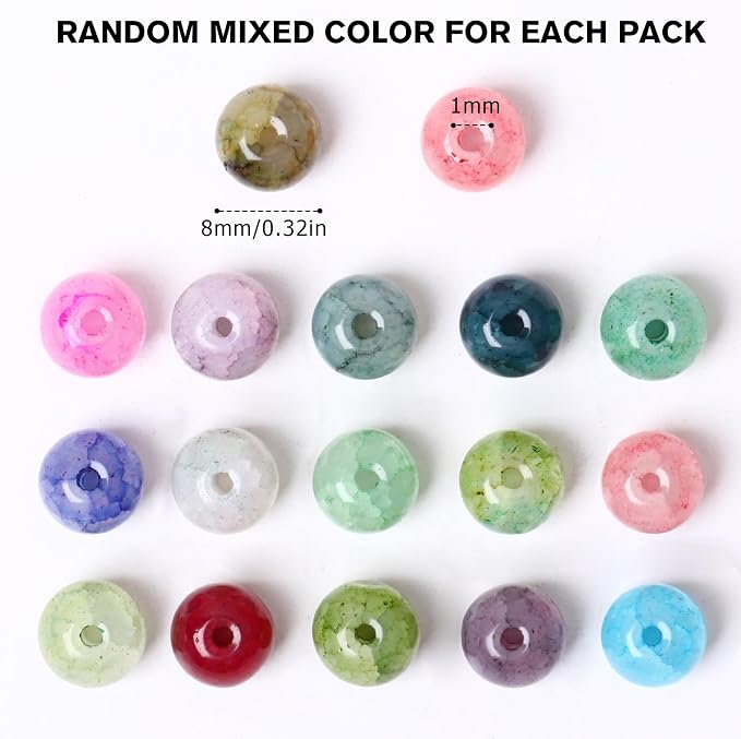 400PCS Natural Stone Beads 8MM Agate Spacer Beads Bulk - Image 3